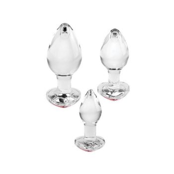 Red Heart Gem Glass Anal Plug Set 1